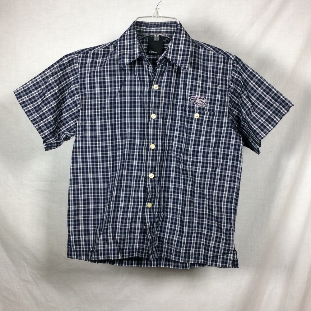 No Fear Boys Blue/White Plaid Button Down Shirt
